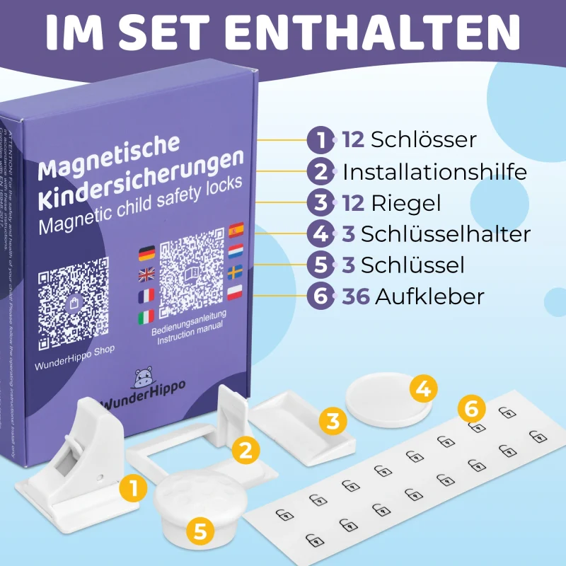 WunderHippo Magnetische Kindersicherung 12 Schlösser + 3 Schlüssel – Bild 2